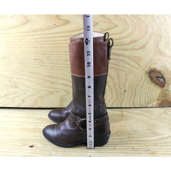 Frye Small Frye Boots Youth 12 Brown Leather Melissa 2 Tone Harness Girls Riding - Picture 6 of 11